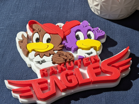 NPB Rakuten Gold Eagles keychain badge printable and renderable 3D 프린트 모델