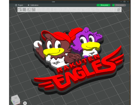 NPB Rakuten Gold Eagles keychain badge printable and renderable 3D Print Model