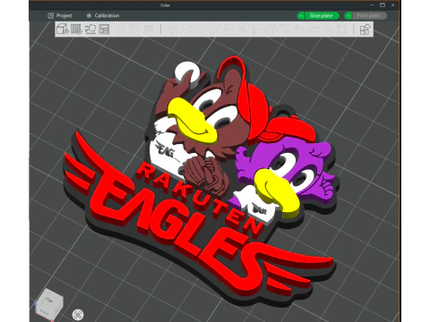 NPB Rakuten Gold Eagles keychain badge printable and renderable 3D Print Model
