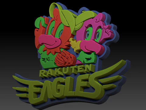 NPB Rakuten Gold Eagles keychain badge printable and renderable 3D Print Model