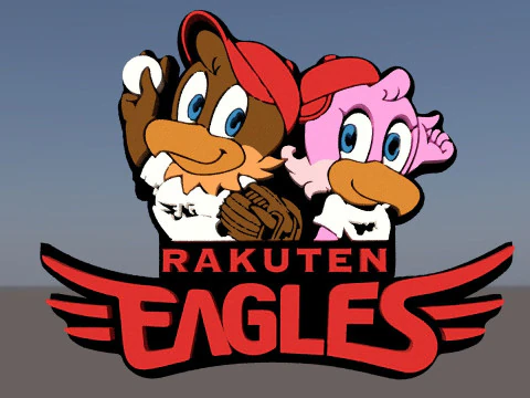 NPB Rakuten Gold Eagles keychain badge printable and renderable 3D Print Model