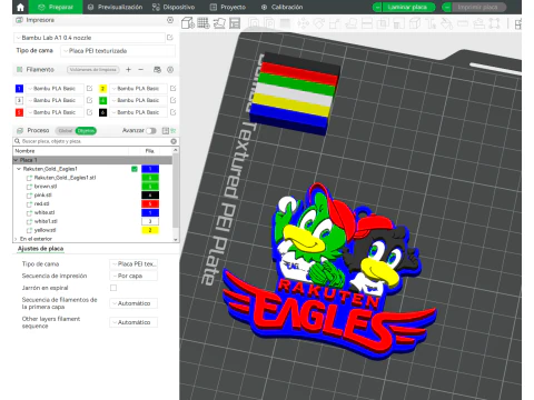 NPB Rakuten Gold Eagles keychain badge printable and renderable 3D Print Model