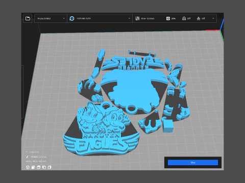 NPB Rakuten Gold Eagles keychain badge printable and renderable 3D Print Model
