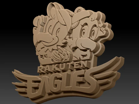 NPB Rakuten Gold Eagles keychain badge printable and renderable 3D Print Model