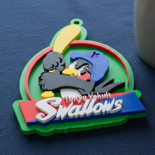 NPB Yakult Swallows keychain badge printable and renderable Model Cetak 3D .c4d .max .obj .3ds .fbx .stl .blend