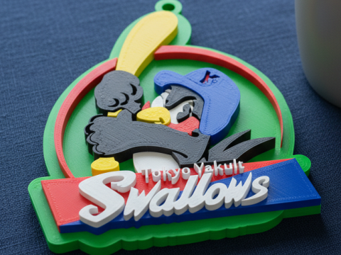 NPB Yakult Swallows keychain badge printable and renderable Model Cetak 3D