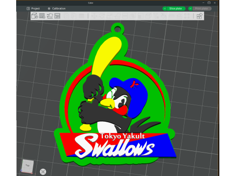 NPB Yakult Swallows keychain badge printable and renderable Model Cetak 3D