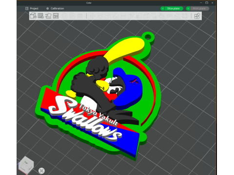 NPB Yakult Swallows keychain badge printable and renderable Model Cetak 3D