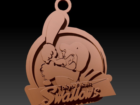 NPB Yakult Swallows keychain badge printable and renderable 3D 프린트 모델