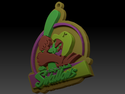 NPB Yakult Swallows keychain badge printable and renderable 3D 프린트 모델