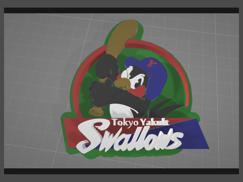 NPB Yakult Swallows keychain badge printable and renderable 3D 프린트 모델