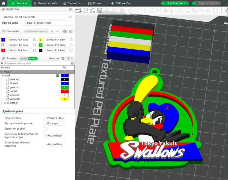 NPB Yakult Swallows keychain badge printable and renderable 3D 프린트 모델 .c4d .max .obj .3ds .fbx .stl .blend