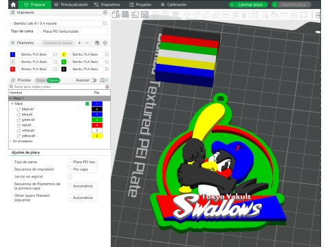NPB Yakult Swallows keychain badge printable and renderable 3D Print Model
