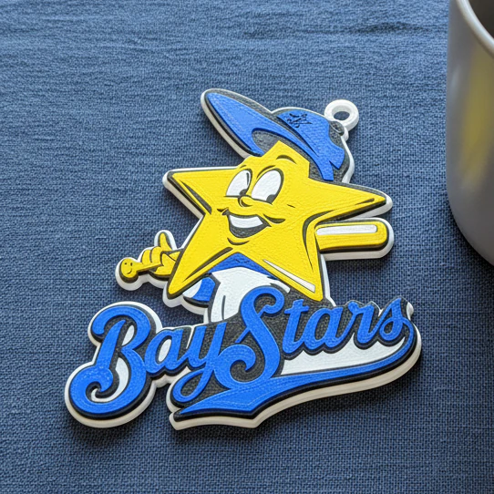 NPB Yokohama Baystars keychain badge printable and renderable 3D Print Model .c4d .max .obj .3ds .fbx .stl .blend