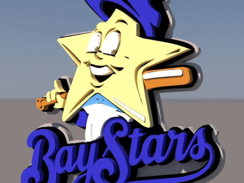 NPB Yokohama Baystars keychain badge printable and renderable 3D-printmodel