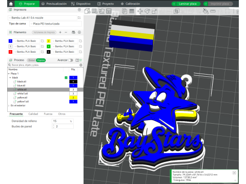 NPB Yokohama Baystars keychain badge printable and renderable 3D-printmodel