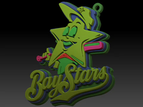 NPB Yokohama Baystars keychain badge printable and renderable 3D Print Model