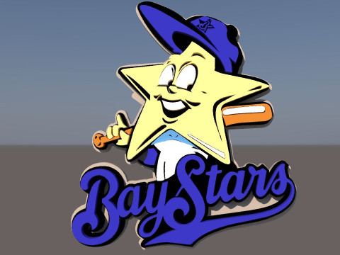 NPB Yokohama Baystars keychain badge printable and renderable 3D-printmodel