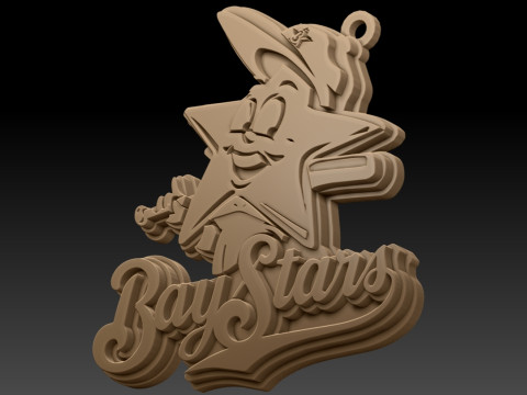 NPB Yokohama Baystars keychain badge printable and renderable 3D-printmodel