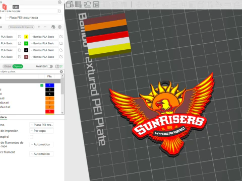 Odznaka breloka do kluczy IPL Sunrisers Hyderabad do wydrukowania w kolorze Model do druku 3D