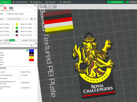 IPL Royal Challengers Bengaluru keychain badge color printable Modèles 3D en vedette