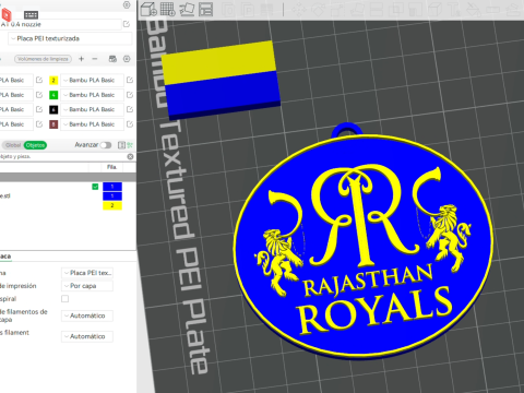 IPL Rajasthan Royals Bengaluru keychain badge color printable 3D Print Model