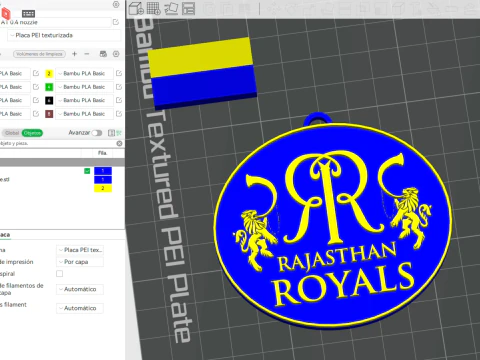 IPL Rajasthan Royals Bengaluru porte-cl&eacute;s badge couleur imprimable Modèles 3D en vedette