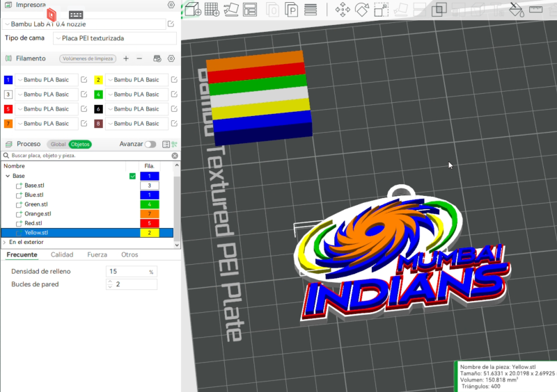 IPL Mumbai Indians keychain badge color printable Modello di stampa 3D .c4d .max .obj .3ds .fbx .stl .blend
