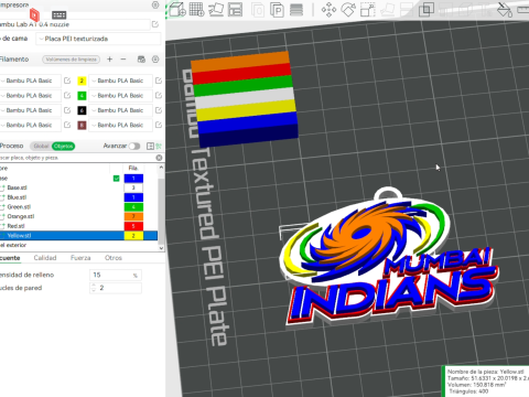 IPL Mumbai Indians keychain badge color printable Modèles 3D en vedette