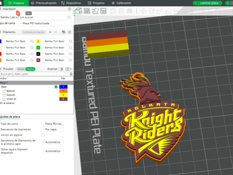 IPL Kolkata Knight Riders keychain badge color printable Modèles 3D en vedette
