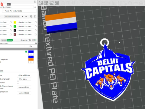 IPL 德里首都队钥匙扣徽章彩色可打印 3D 打印模型