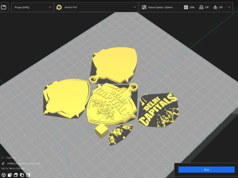 IPL Delhi Capitals keychain badge color printable 3D Print Model