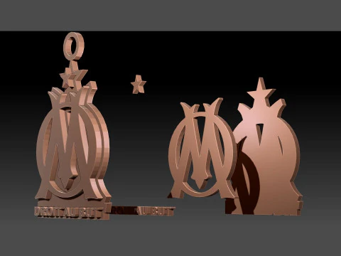 Ligue 1 Olymipique Marsielle keychain badge Printable and Renderable 3D Print Model