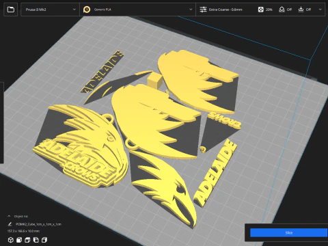 AFL Crows Eagles keychain badge printable and renderable 3D Print Model