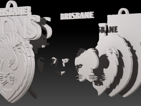 AFL Brisbane Lions keychain badge printable and renderable Model Cetak 3D