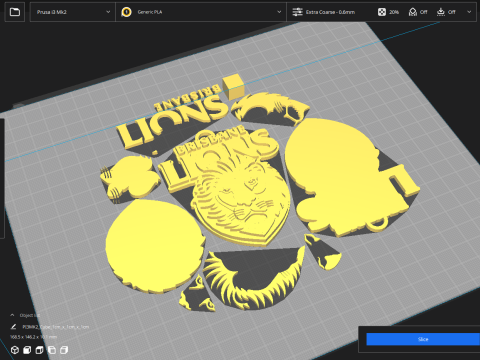 AFL Brisbane Lions keychain badge printable and renderable Model Cetak 3D