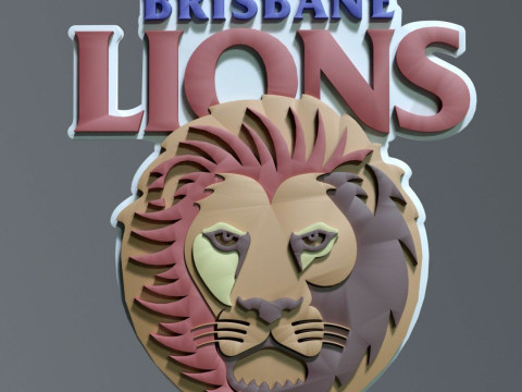 AFL Brisbane Lions keychain badge printable and renderable Model Cetak 3D