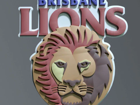 AFL Brisbane Lions keychain badge printable and renderable 3D Print Model
