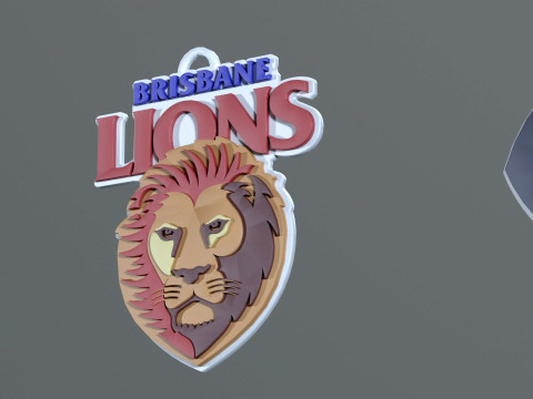AFL Brisbane Lions keychain badge printable and renderable Model Cetak 3D