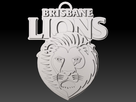 AFL Brisbane Lions keychain badge printable and renderable Model Cetak 3D