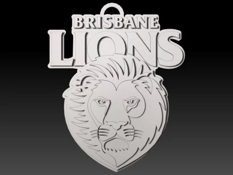 AFL Brisbane Lions keychain badge printable and renderable 3D Print Model