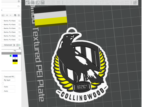 AFL Collingwood keychain badge printable and renderable 3D प्रिंट मॉडल