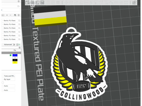 AFL Collingwood 钥匙扣徽章可打印和渲染 3D 打印模型