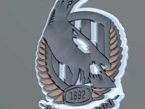 AFL Collingwood keychain badge printable and renderable 3D Print Model