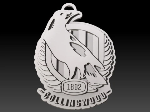 AFL Collingwood keychain badge printable and renderable 3D Print Model