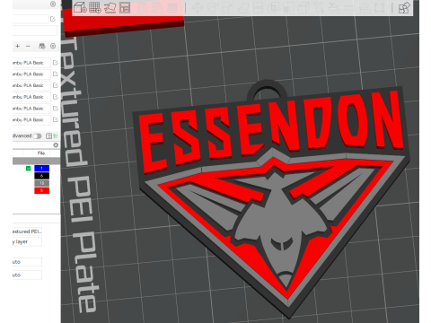 AFL Essendon keychain badge printable and renderable 3D-Druckmodell