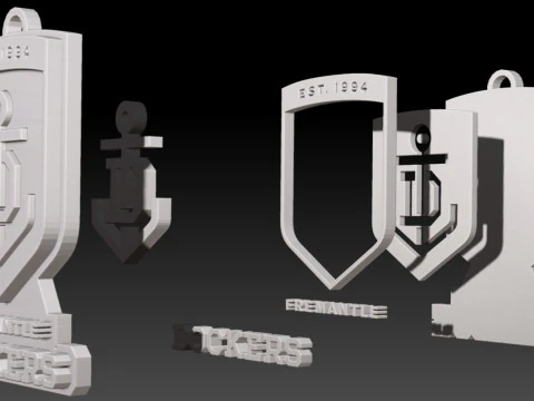AFL Essendon keychain badge printable and renderable 3D Print Model