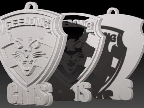 AFL Geelong keychain badge printable and renderable 3D Print Model
