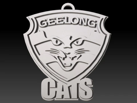 AFL Geelong keychain badge printable and renderable 3D Print Model