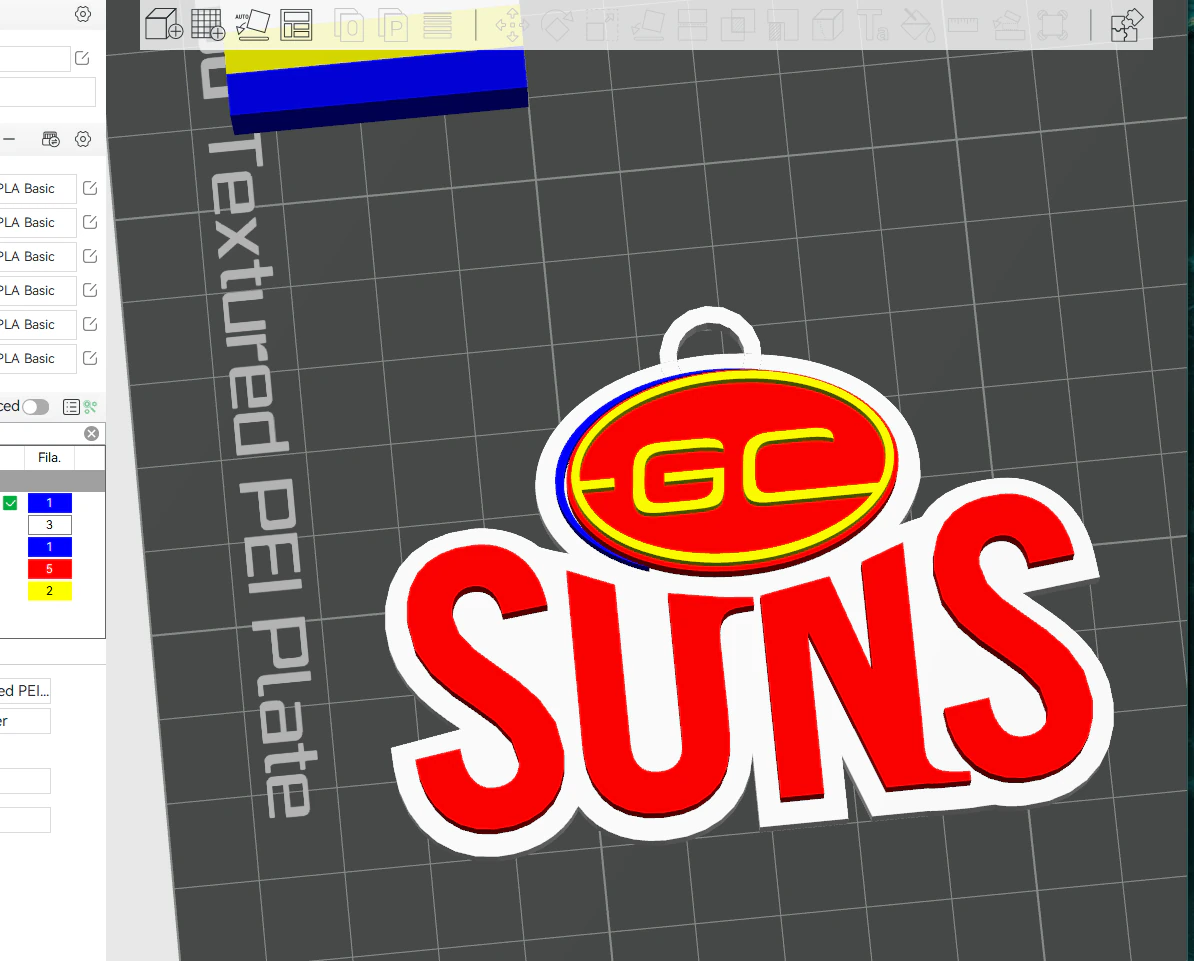 AFL Gold Coast Sun keychain badge printable and renderable 3D Print Model .c4d .max .obj .3ds .fbx .stl .blend 